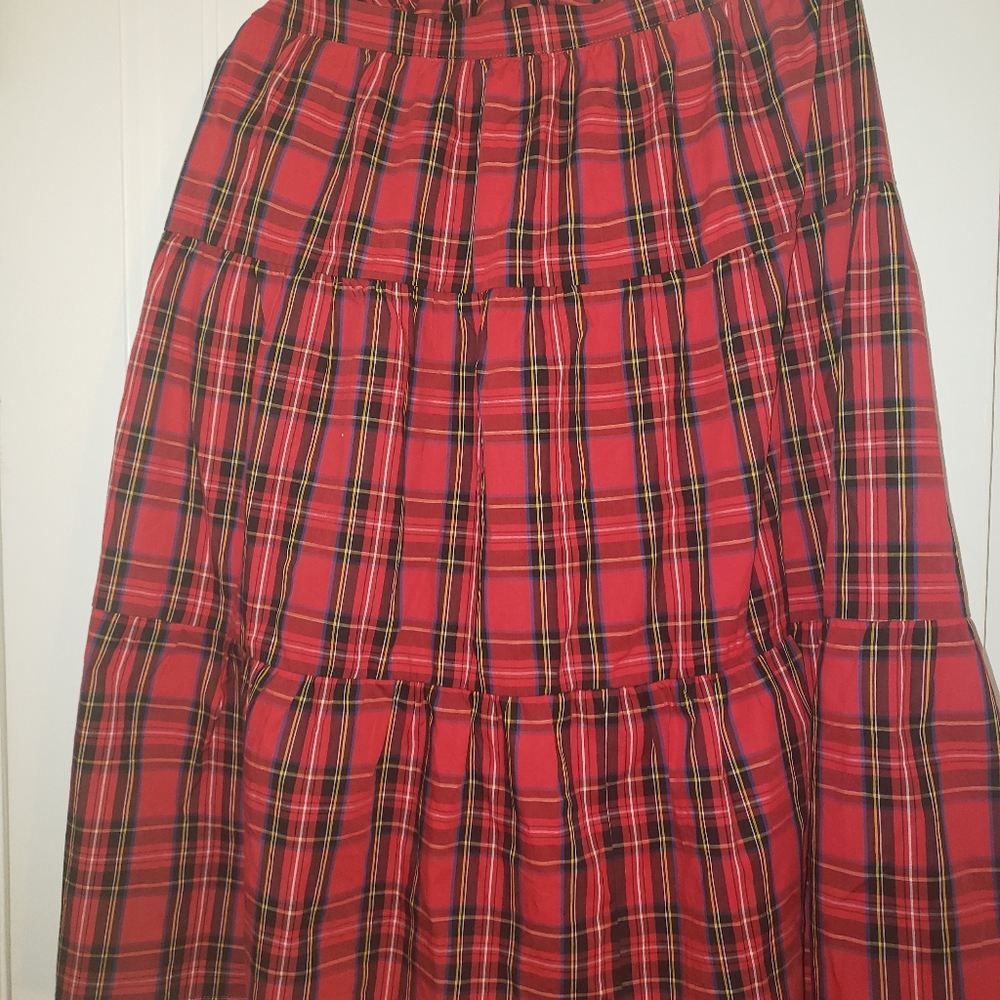 J. Crew Tartan Tiered Midi Skirt